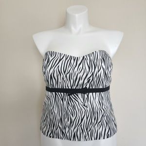 WHBM Size Large Strapless Zebra Print Top White House Black Market Blouse Shirt